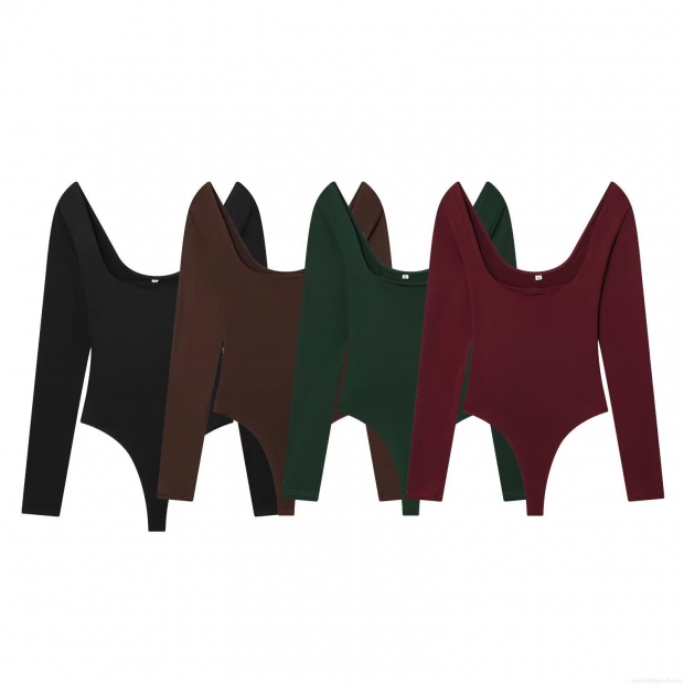 Women's Long Sleeve Bodysuit Cotton Blend Slim Fit U-Neck Backless Streetwear Fashion Romper Sexy Jumpsuit For Women Daily Casual Wear