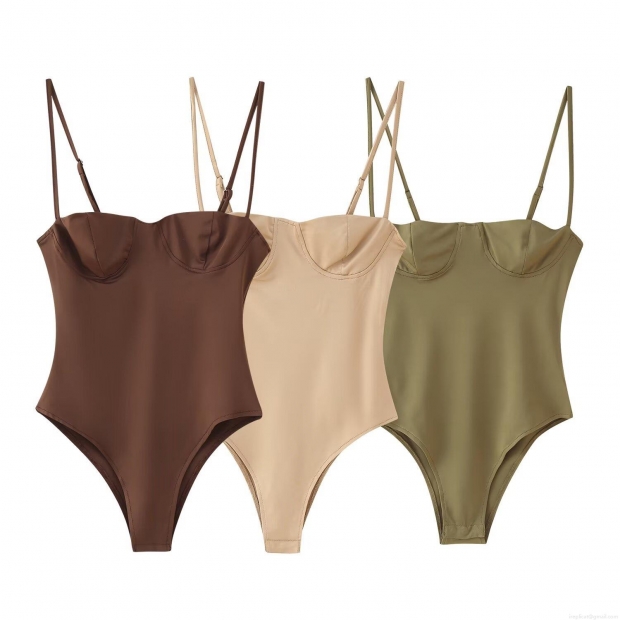 Women's Sexy Spaghetti Strap Bodysuit With Underwire Cup Slim Fit Backless One-Piece Sleeveless Top For Summer Party Clubwear Fashion Outfits