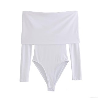 Women's Sexy Off-Shoulder Long Sleeve Bodysuit Ruched Slim Fit Milk Silk Jumpsuit One-Piece Top For Party Club Dating Fashion Spring Autumn