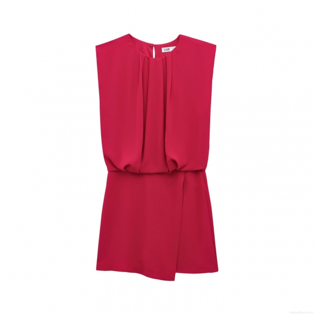 Women's Elegant Sleeveless Round Neck Pleated Waist Jumpsuit Summer Solid Color Polyester Chiffon Texture Short Romper Casual Streetwear Playsuit for Lady