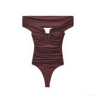 Women's Sexy Ruched Bodysuit Off-Shoulder V-Neck Sleeveless Solid Color Slim Fit Jumpsuit Streetwear Party Top Elegant Skinny Clubwear One-Piece Outfit Autumn Fashion Casual Stretch Fabric