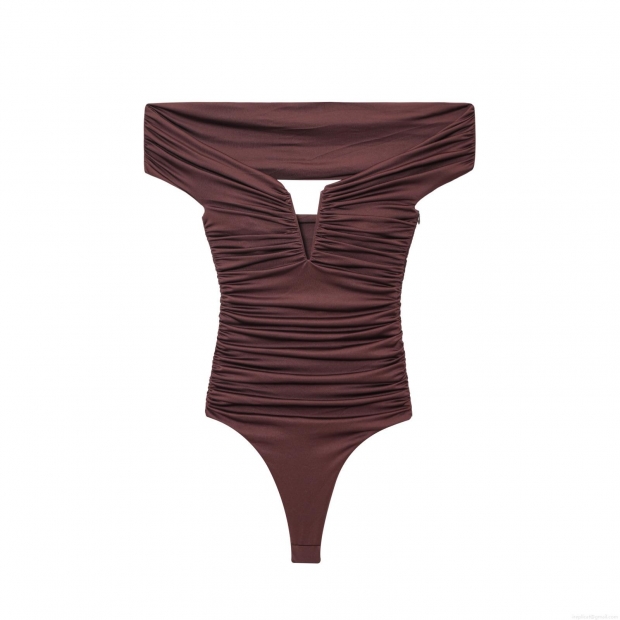 Women's Sexy Ruched Bodysuit Off-Shoulder V-Neck Sleeveless Solid Color Slim Fit Jumpsuit Streetwear Party Top Elegant Skinny Clubwear One-Piece Outfit Autumn Fashion Casual Stretch Fabric