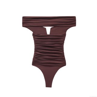 Sexy Women Ruched Off-Shoulder Bodysuit Sleeveless High Elastic Polyester Spandex Slim Fit Summer Party Clubwear Jumpsuit Top