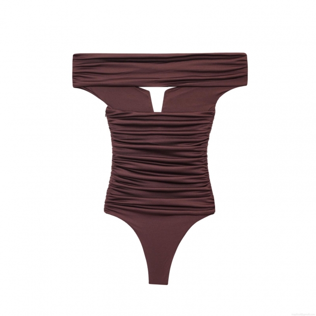 Sexy Women Ruched Off-Shoulder Bodysuit Sleeveless High Elastic Polyester Spandex Slim Fit Summer Party Clubwear Jumpsuit Top