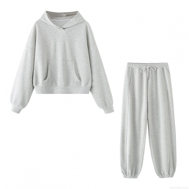 Women's Casual Two Piece Set Solid Color Hooded Sweatshirt and Joggers Pants Loungewear Autumn Winter Long Sleeve Streetwear Tracksuit Outfits