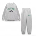 Women's Casual Cotton Blend Letter Embroidery Sweatshirt And Sweatpants Set Two Piece Outfits For Sporty Daily Loungewear Autumn Winter