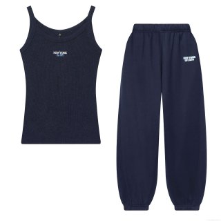 Women's Casual New York Printed Cotton Blend Sportswear Collection Zip Up Hoodie Ribbed Tank Top And Jogger Sweatpants Set Tracksuit For Women
