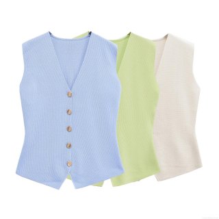 Women's Casual Elegant Knit V-Neck Vest And Pleated Patchwork Long Skirt Set With Gold Buttons Sleeveless Knitwear Waistcoat And High Waist Flowy Skirt For Women Streetwear