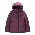 Women's Oversized Hooded Padded Jacket Polyester Quilted Thick Warm Winter Puffer Coat Solid Purple Casual Outdoor Streetwear Outerwear For Women