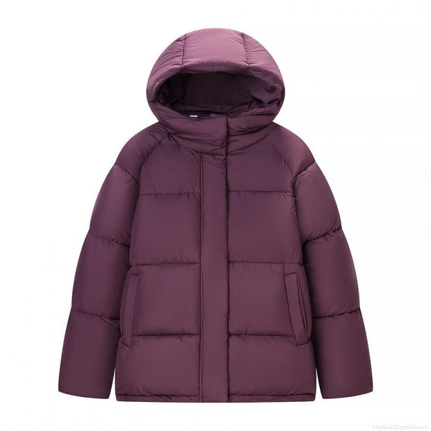 Women's Oversized Hooded Padded Jacket Polyester Quilted Thick Warm Winter Puffer Coat Solid Purple Casual Outdoor Streetwear Outerwear For Women