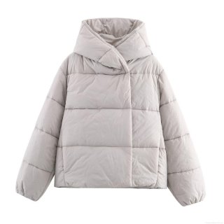 Women's Hooded Puffer Jacket Oversized Winter Warm Polyester Cotton Padded Coat Solid Color Loose Parka Outerwear for Cold Weather
