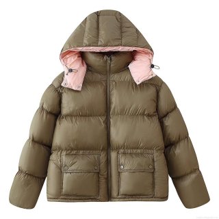 Women's Hooded Puffer Jacket Vintage Color Block Padded Coat Winter Warm Outerwear With Large Pockets Casual Zipper Quilted Jacket For Women