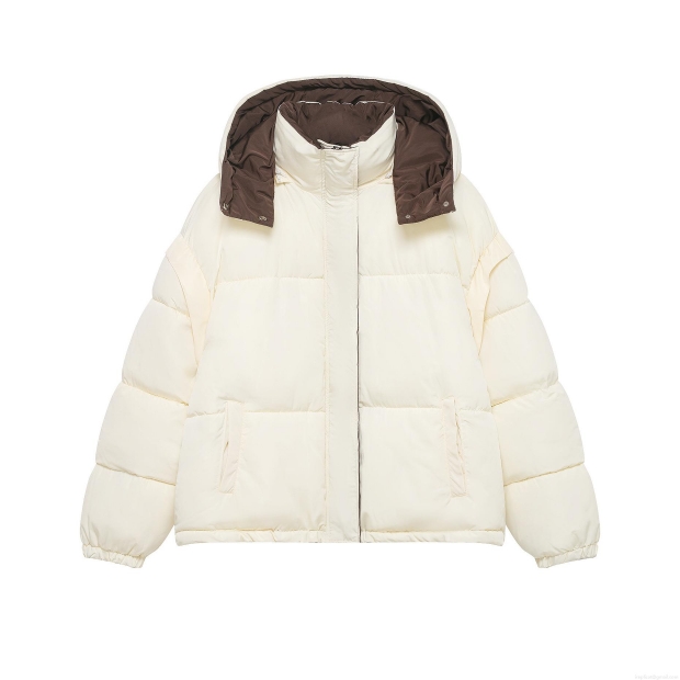 Women's Fashion Hooded Puffer Jacket Contrasting Lining Quilted Cotton-Padded Coat Mid-Length Warm Winter Outerwear For Women