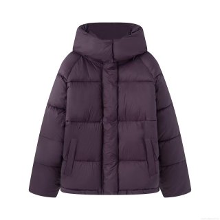 Women's Winter Hooded Quilted Padded Jacket Casual Solid Color Warm Outwear Coat With Polyester Shell And Cotton Blend Padding For Ladies