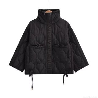 Women's Y2K Quilted Padded Jacket Chenille Polyester Stand Collar Zipper Loose Fit Short Puffer Coat Winter Streetwear Warm Outerwear Clothing