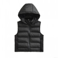 Women's Hooded Puffer Vest Polyester Quilted Sleeveless Waistcoat With Zipper Pockets Solid Color Streetwear European Style Warm Outerwear For Lady