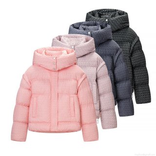 Women's Fashion Geometric Print Quilted Puffer Jacket Casual Winter Hooded Cotton Padded Coat With Detachable Hood Warm Loose Fit Outerwear