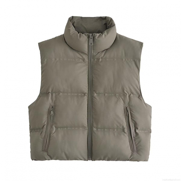 Women's Autumn Casual Loose Padded Vest Stand Collar Quilted Gilet Sleeveless Jacket Polyester With Imitation Silk Cotton Filling Lightweight Warm Puffer Waistcoat For Daily Outdoor Women Wear