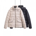 Women's Fashion Casual Quilted Hooded Padded Jacket Short Solid Color Winter Warm Cotton Outerwear For Women Daily Wear Lightweight Windproof Coat