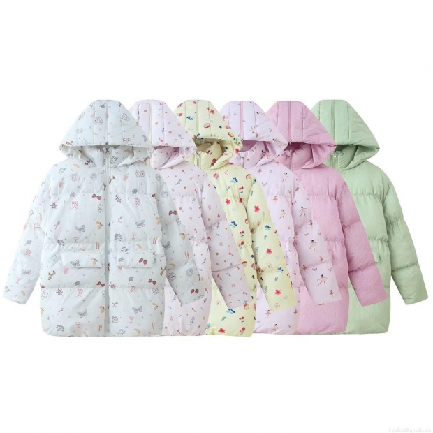 Women Fashion Printed Padded Jacket Winter Warm Hooded Cotton Coat With Zipper Pocket Sweet Ballet Dancer Strawberry Print Casual Loose Outerwear For Ladies