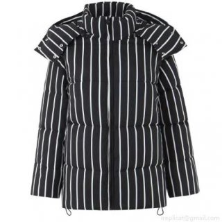 Women's Striped Hooded Puffer Jacket Vintage Contrast Color Vertical Stripes Winter Warm Quilted Cotton-Padded Coat With Zipper For Ladies Outerwear